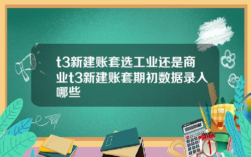 t3新建账套选工业还是商业t3新建账套期初数据录入哪些