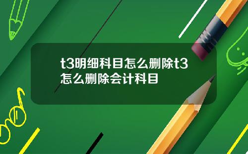 t3明细科目怎么删除t3怎么删除会计科目