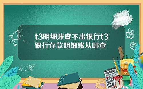 t3明细账查不出银行t3银行存款明细账从哪查