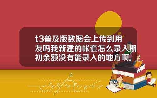 t3普及版数据会上传到用友吗我新建的帐套怎么录入期初余额没有能录入的地方啊.