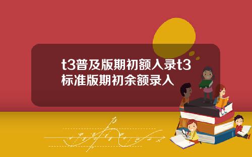 t3普及版期初额入录t3标准版期初余额录入