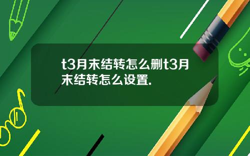 t3月末结转怎么删t3月末结转怎么设置.