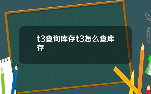 t3查询库存t3怎么查库存