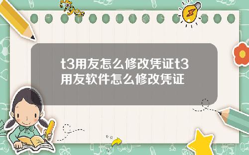 t3用友怎么修改凭证t3用友软件怎么修改凭证