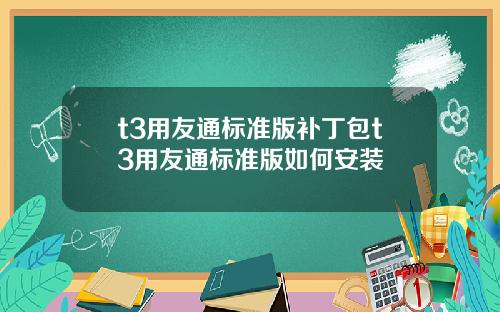 t3用友通标准版补丁包t3用友通标准版如何安装