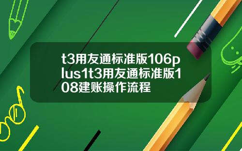 t3用友通标准版106plus1t3用友通标准版108建账操作流程