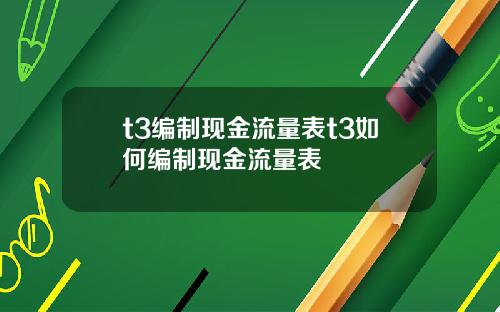 t3编制现金流量表t3如何编制现金流量表