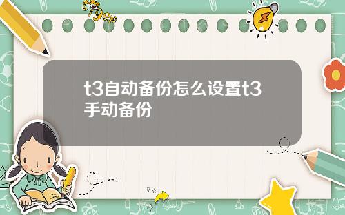 t3自动备份怎么设置t3手动备份