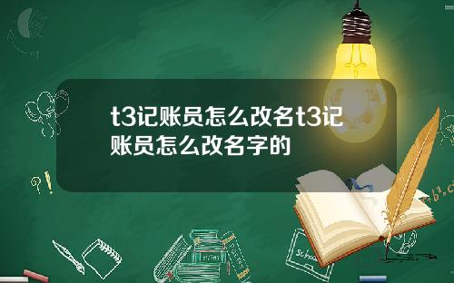 t3记账员怎么改名t3记账员怎么改名字的