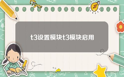 t3设置模块t3模块启用