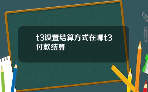t3设置结算方式在哪t3付款结算