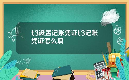 t3设置记账凭证t3记账凭证怎么填