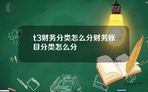 t3财务分类怎么分财务账目分类怎么分