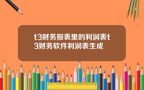 t3财务报表里的利润表t3财务软件利润表生成