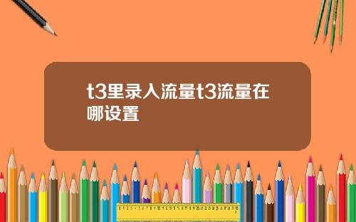 t3里录入流量t3流量在哪设置