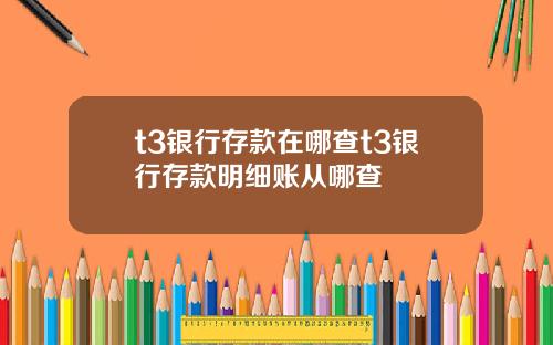t3银行存款在哪查t3银行存款明细账从哪查