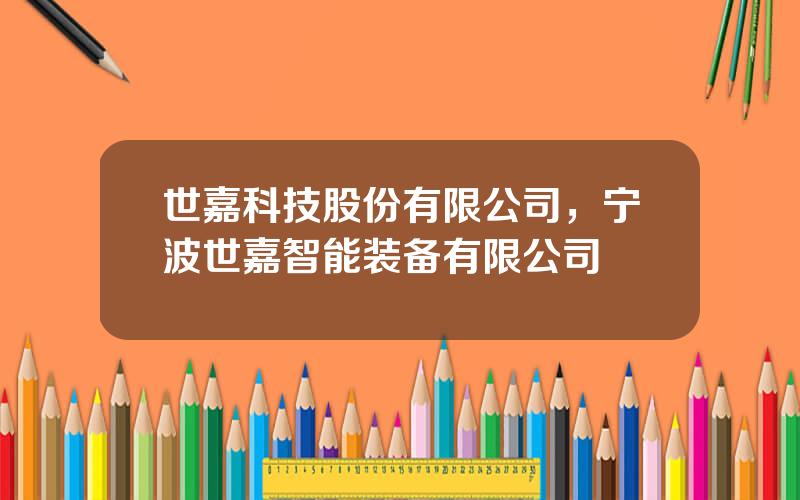 世嘉科技股份有限公司，宁波世嘉智能装备有限公司