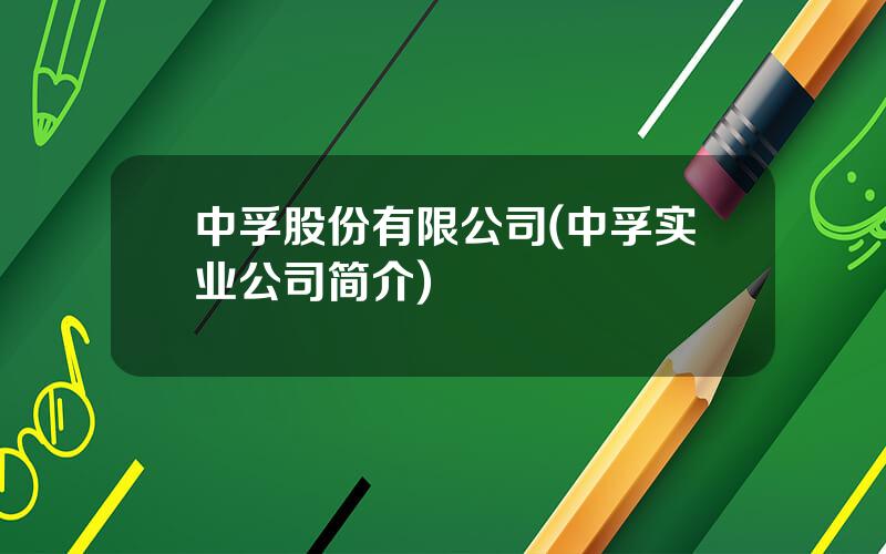 中孚股份有限公司(中孚实业公司简介)