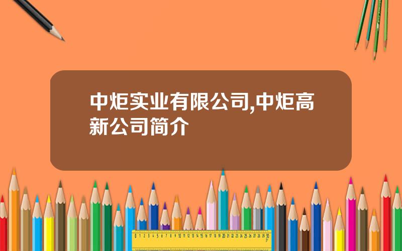 中炬实业有限公司,中炬高新公司简介