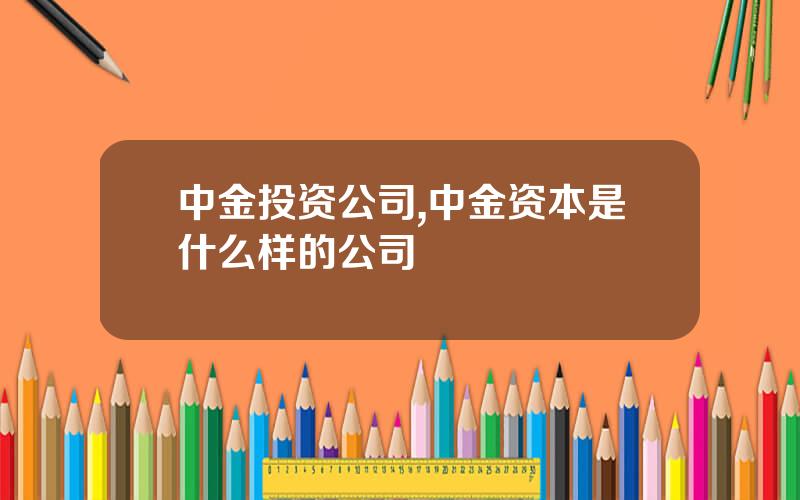 中金投资公司,中金资本是什么样的公司