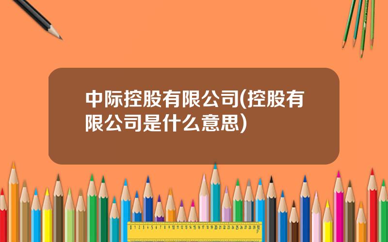 中际控股有限公司(控股有限公司是什么意思)