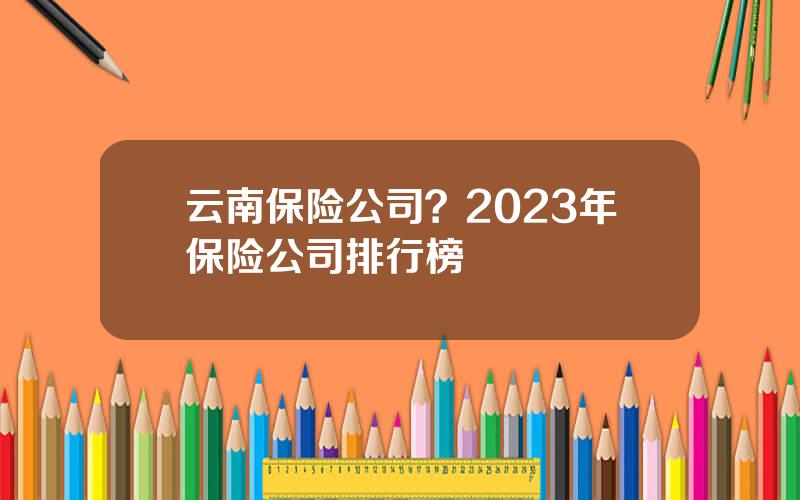 云南保险公司？2023年保险公司排行榜