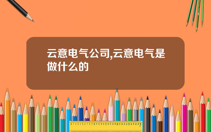 云意电气公司,云意电气是做什么的