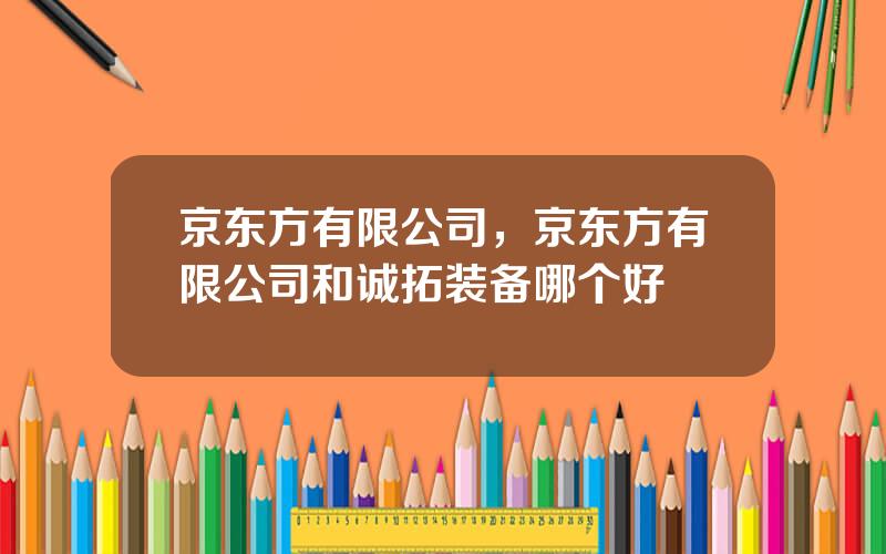 京东方有限公司，京东方有限公司和诚拓装备哪个好
