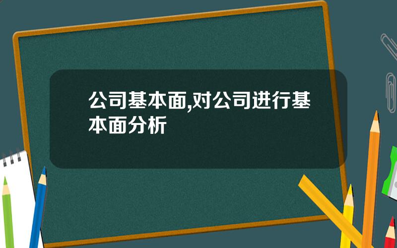公司基本面,对公司进行基本面分析