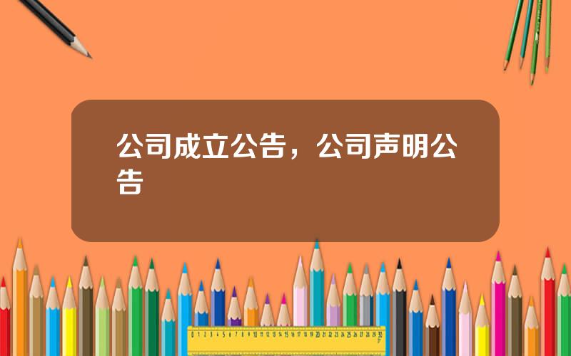 公司成立公告，公司声明公告