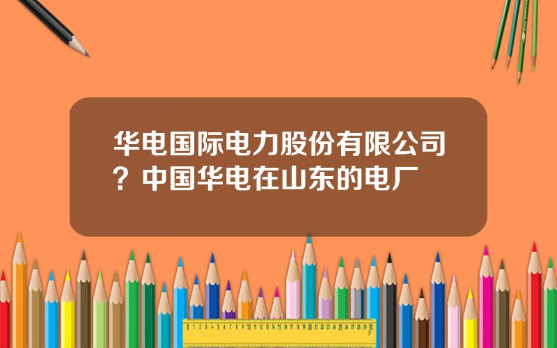 华电国际电力股份有限公司？中国华电在山东的电厂