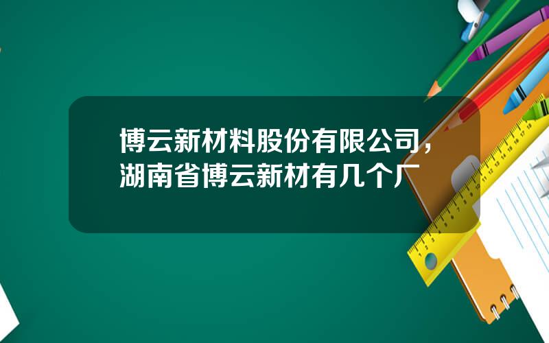 博云新材料股份有限公司，湖南省博云新材有几个厂
