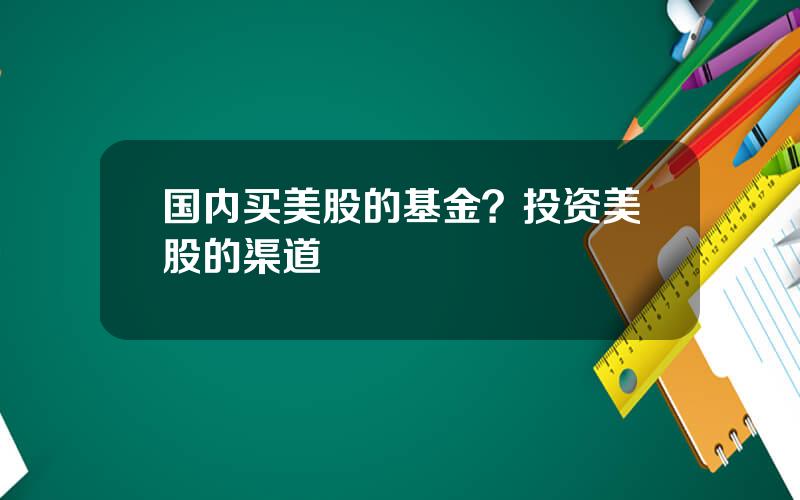 国内买美股的基金？投资美股的渠道