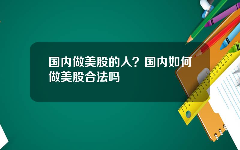 国内做美股的人？国内如何做美股合法吗