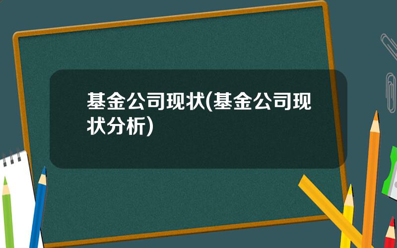 基金公司现状(基金公司现状分析)