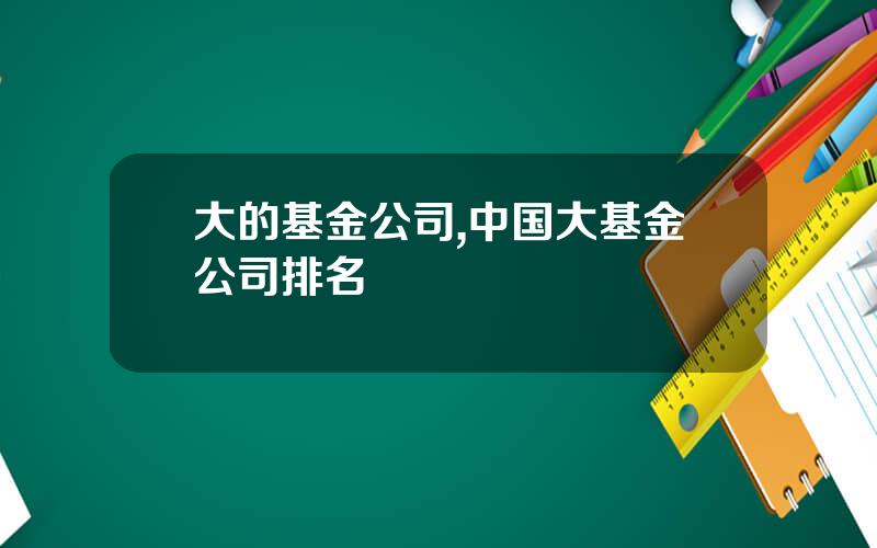 大的基金公司,中国大基金公司排名