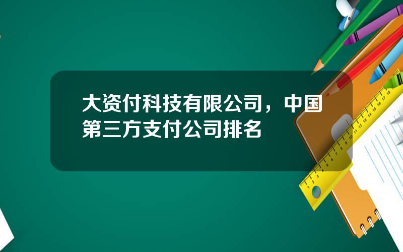 大资付科技有限公司，中国第三方支付公司排名