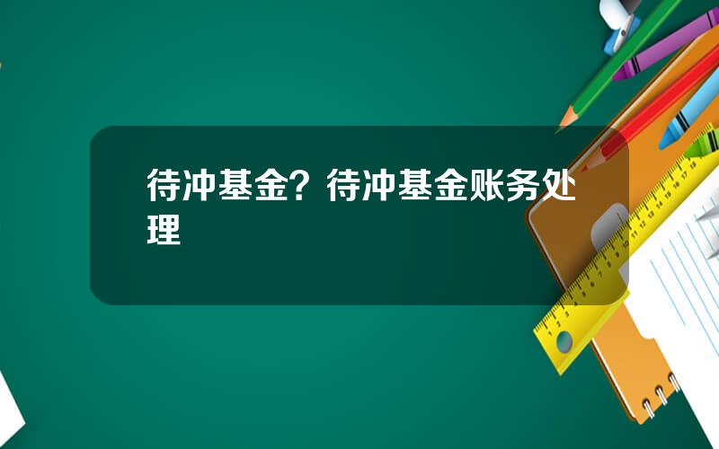 待冲基金？待冲基金账务处理