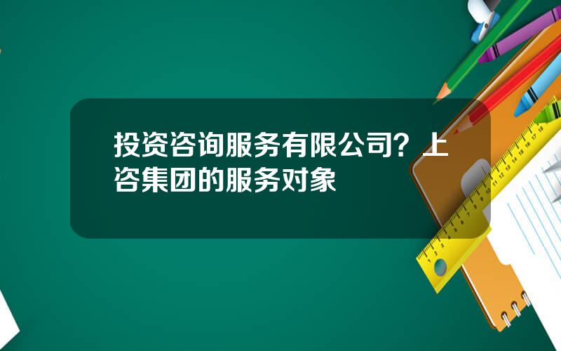投资咨询服务有限公司？上咨集团的服务对象