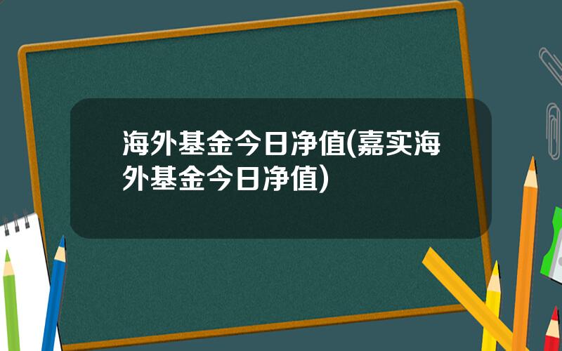 海外基金今日净值(嘉实海外基金今日净值)