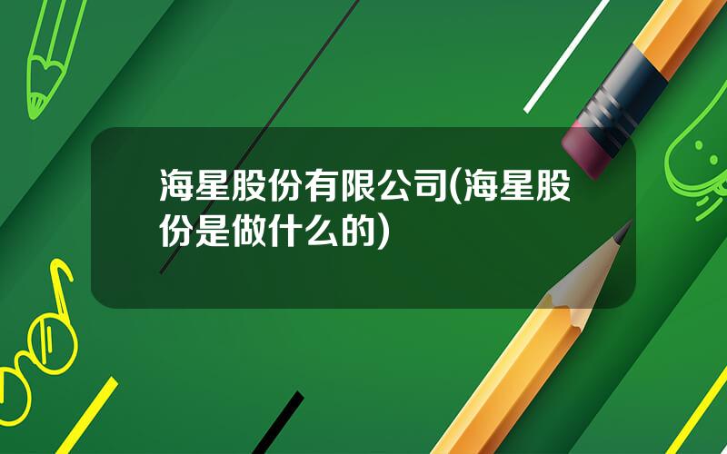 海星股份有限公司(海星股份是做什么的)