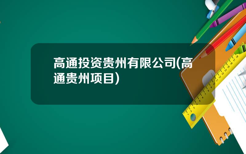 高通投资贵州有限公司(高通贵州项目)